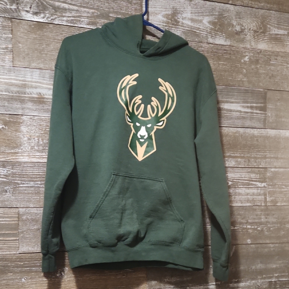 NBA Milwaukee Bucks Green Hoodie with Deer Logo Medium